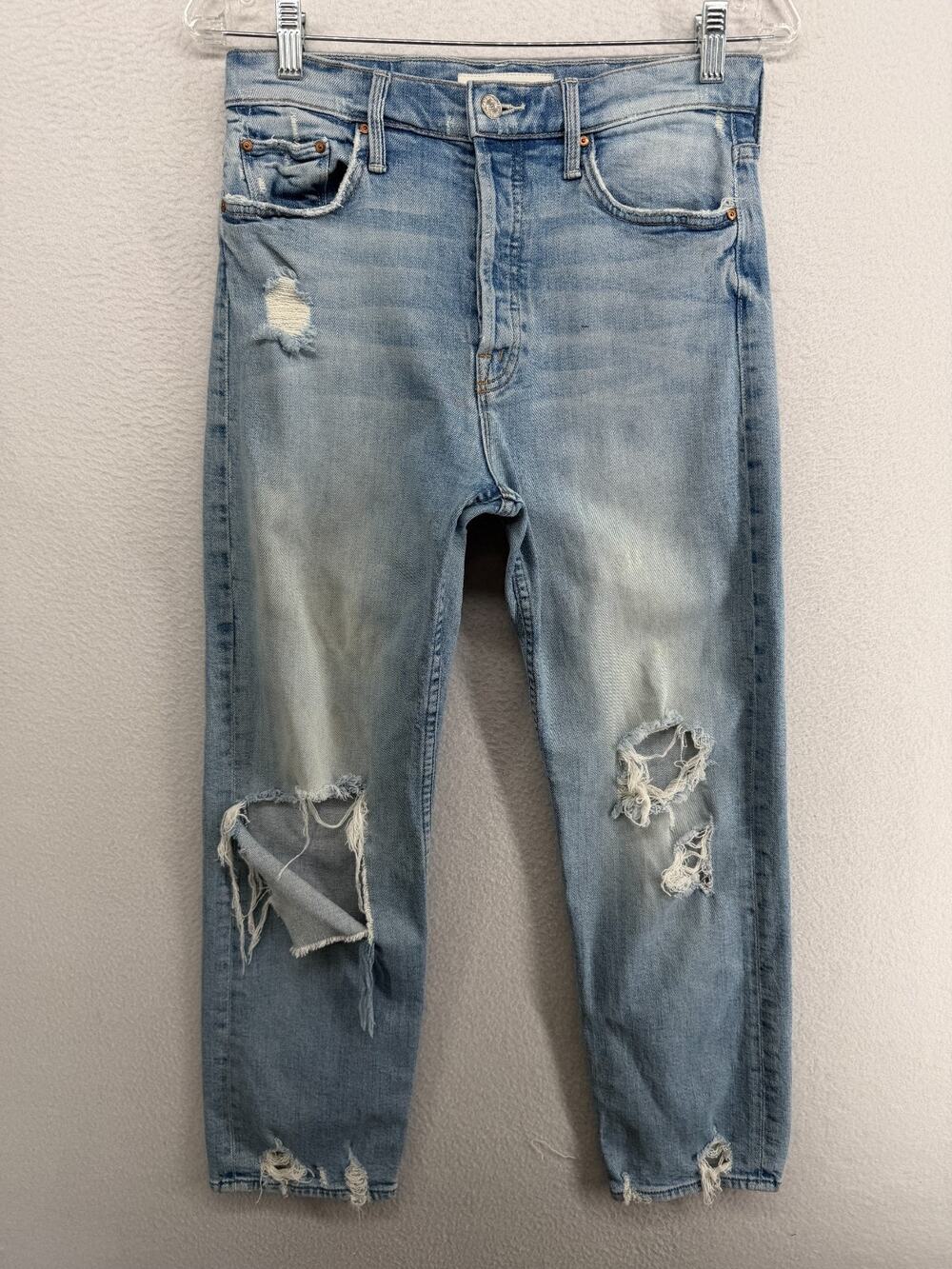 MOTHER Jeans 29 Superior The Tomcat Distressed Denim Confession Wash Blue USA